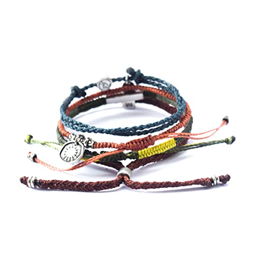 Wakami New World Handmade Boho Friendship Bracelets Set of 3 | Braided Indie Bracelets for Women | Handmade, Waterproof Waxed Thread | 6.5 IN2