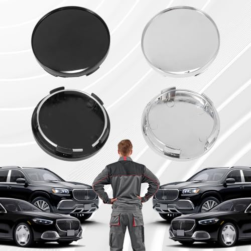 LLII 4PCS Wheel Center Caps, Center Caps for Rims 10 Clips Snap-in Tyre Car Wheel Center Rim Hub Caps Cover with 2.13 Inch (54mm) Outer Dia and 1.97 Inch (50mm) Inner Dia 1500(Black)