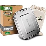 Blockhütte Stainless Steel Lunch Box for Kids and Adults I 1200ml Metal Lunch Box I Metal Bento Boxes with 2 Movable Dividers – Leakproof Lunchbox – Stainless Steel Bento Box with Spare Seal