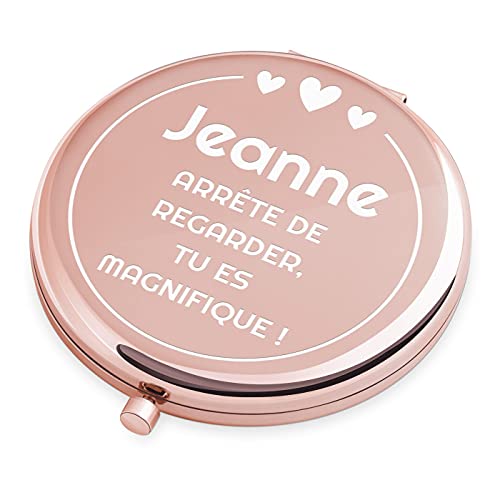Maverton Miroir de poche personnalisé de couleur or rose - Accessoire pour trousse de maquillage - Mirroir rond pour elle - Cadeau parfait pour femmes - Magnifique Cover