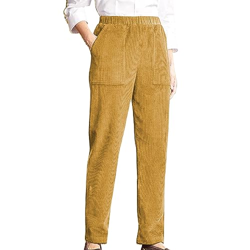 Genérico Pantalón Terciopelo Cotele Negro Mujer - Pantalón Cintura Elástica Mujer Senior Invierno Pant Amplia Gama de Colores Pants Otoño Invierno Pantalones Relajados Pant con Dos Bolsillos