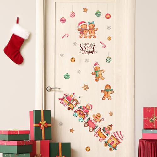 Vinilos decorativos Mfault muñeco jengibre Navidad 35x12 pulg miniatura 6