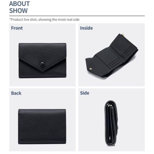 Credit Card Holder Purse with Zipper Coin Pocket Trifold Genuine Leather Small wallet for Women(Kihaki)3