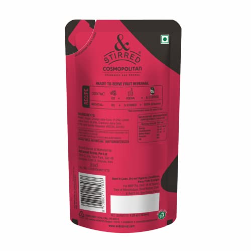 &Stirred Cocktail Mix - Assorted Pack for Vodka, Rum & Tequila Cocktail Mixer (Combo Pack of 8) Made with Real Fruits No Preservatives / No Artificial Sweeteners Makes 8 Drinks