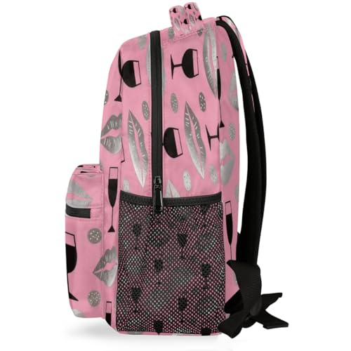 Mochila para laptop de 15.6 pulgadas con diseño de labios champán 3