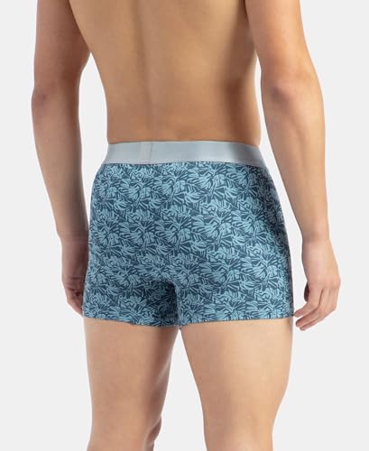 Image of Jockey IC30 Men's Tactel Microfiber Elastane Stretch Printed Trunk with Moisture Move Properties Blue Shadow L