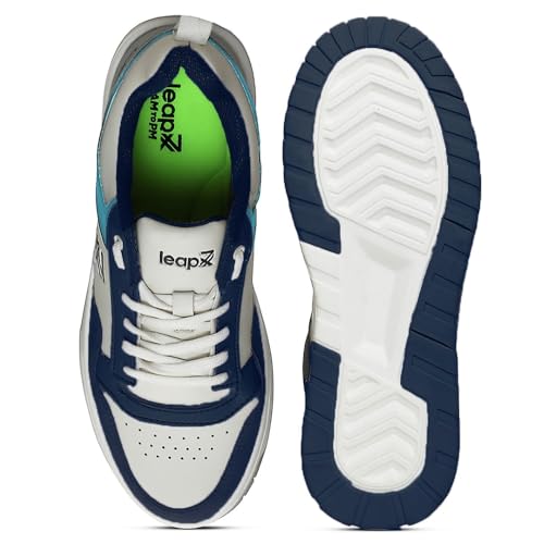 Image of Liberty Leap7x AMAZER-10E Men's Casual Lacing Sneakers, Black, Blue and White | Suitable for Walking Travel, College, Office | Comfortable Lace-Up Casual Shoes | Lightweight Stylish Fashion Footwear