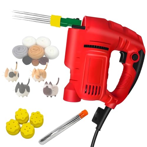 Electric Needle Felting Machine, Professional Wool Felt Poking Tool Poking Needle, 1-7 Needles, Replaceable Nozzles, Handheld Wool Felt Craft Kit with Speed Control, for DIY Felted Craft