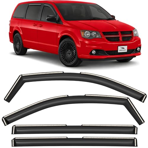Voron Glass in-Channel Extra Durable Rain Guards for Dodge Grand Caravan 2008-2020, Window Deflectors, Vent Window Visors, 4 Pieces - 200506