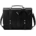 ECOSUSI Sac Cartable Femme PU Cuir Vintage Grand Sac Cartable Vintage Sac à Main avec Noeud Sacoche Ordinateur 15,6" Malette Bureau Femme Sac en Bandoulière Noir,L