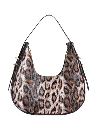 MakeMeChic Women's Leopard Print Shoulder Bag Top Handle Zipper Y2k Underarm Bag