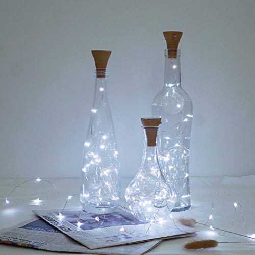 Upgraded 8 Pack Solar Wine Bottle Lights, 20Led Silver Wire Cork Lights Waterproof Fairy Lights For Liquor Bottles Crafts Party Wedding Halloween Christmas Decor(Cold White) #TOP1