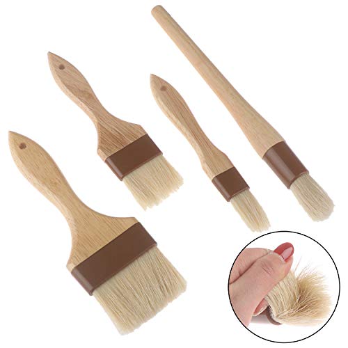 4 Sizes Pastry Brushes Basting Oil Brush Kitchen Brush Barbecue Oil Brush with Boar Bristles and Beech Hardwood Handles for Home Kitchen Cooking Supplies