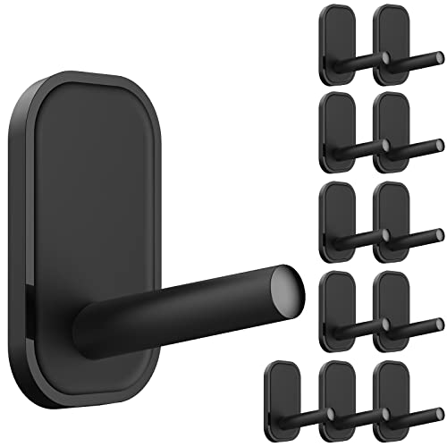 Innôplus Adhesive Hooks, Utility Hooks Heavy Duty, Wall Hooks For Kitchen Bathroom Office, Removable Waterproof Hooks For Hanging, Hooks For Backpack, Hat, Scarf, Belt, Hanging Coats (12 Pack, Black) #TOP26
