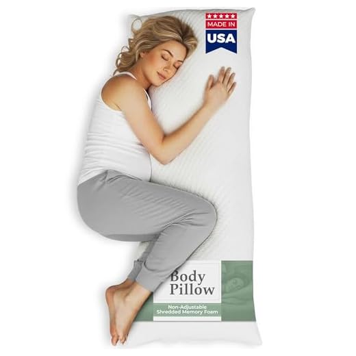 Snuggle-Pedic Full Body Pillow for Adults - GreenGuard Gold Certified 20 x 54 Long Pillow w/ Shredded Memory Foam & Kool-Flow Pillow Cover, Made in The USA