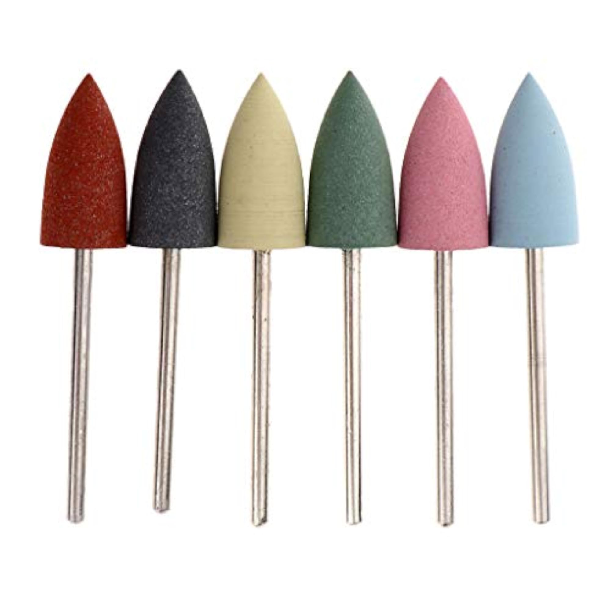 Silicone Nail Art Drill Bits for Manicure Polishing, 6X Buffing Heads