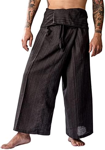 Thai Fisherman Pants for Men Women Yoga Pants Pirate Pants - All Black