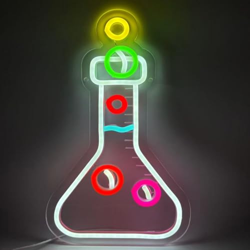 Image of XUENEYSILED Chemical Flask Neon Sign for Classroom Lab Decor Science Beaker Neon Light Chemistry Scientist Light Sign for Led Wall Art Gift