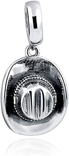 Bolenvi Cowboy Hat Dangle Pendant Charm - Omni Clasp Clip on 925 Sterling Silver Charms Compatible with Pandora & Similar Bracelets, Necklaces & DIY Jewelry