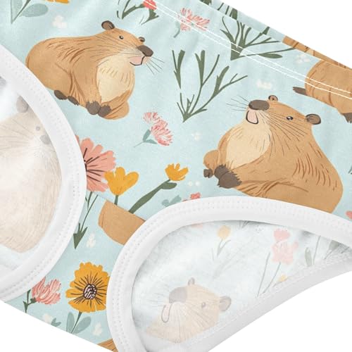 Wusikd Cute Capybaras Girls' Underwear Cotton Flower Girls Briefs Soft Toddler Underwear 2T4
