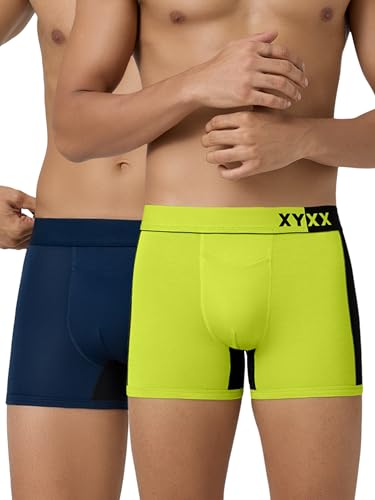 Image of XYXX Men's Dualist Micromodal Colorblock Trunks|Antimicrobial, Regular Fit, No-Marks Waistband|Underwear for Man Combo (Pack of 2)