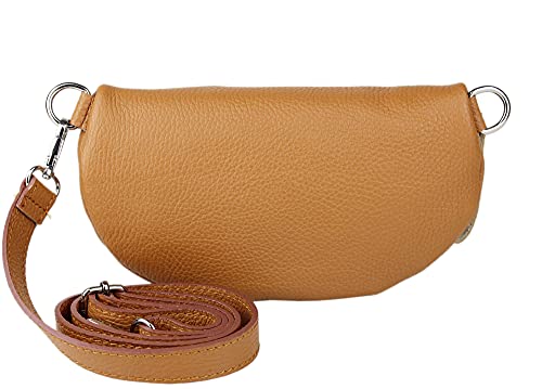 Sac de poitrine en cuir fabriqué en Italie Ever Bloom camel élégant - 2