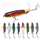 BOOLLY 8 Stück Angelköder Kunstköder Naturköder Whopper Plopper Wobbler mit Schwimmenden Rotierenden Spins Tail Topwater Pencil Künstliche Hard Fish Tackle Bait Swimbaits