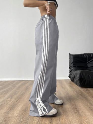 Image of Elasticated Sporty Women Cargo Track Pant with Side Stripes