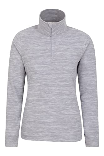 Mountain Warehouse Snowdon Womens Fleece Top - Warm Pullover, Lightweight Sweater, Half Zip, Breathable Ladies Tee, Quick Drying - for Spring Summer, Walking, Travelling Grey 12