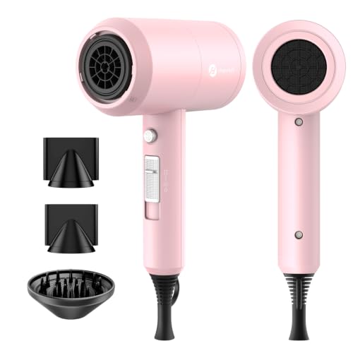 Image of slopehill Professional Ionic Hair Dryer, Powerful 1800W Fast Drying Low Noise Blow Dryer with 2 Concentrator Nozzle 1 Diffuser Attachments for Home Salon Travel (Pink)