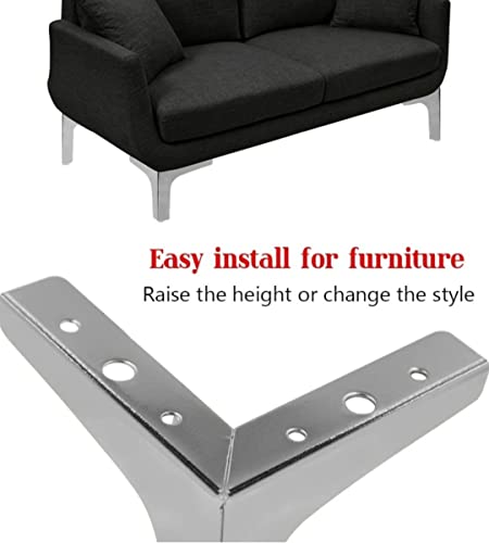Image of Aakash Decor Sofa Legs 4 Inches (Set of 4) - Silver Finish Metal Heavy Duty Furniture Leg for Home, Office Sofa Paya | Rustproof T- Shape Sofa Leg with Weight Capacity 300 Kg