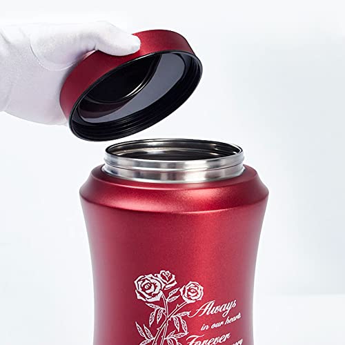 Image of Red Cremation Urns for Human Ashes Adult Female /Mom /Mother | Decorative Burial Urn, Funeral Cremation Urns for Women and Men - Large Red Rose Urn(220 LB)