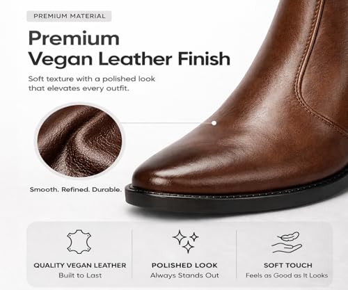 Image of Kraasa Men's Synthetic Leather Chelsea Boots - Slip-On Ankle Boots with Elastic Side Panels & Low Heel, Formal Casual Wear