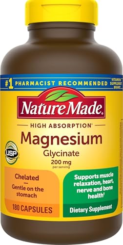 Nature Made Magnesium Glycinate 200 mg per Serving, 180 Capsules