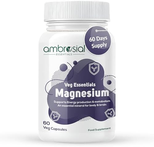 Ambrosial Magnesium Complex Food Supplement | Increases Muscle Functions | Reduces Tiredness | Boosts Energy Levels (pack of 1-60 Capsules)