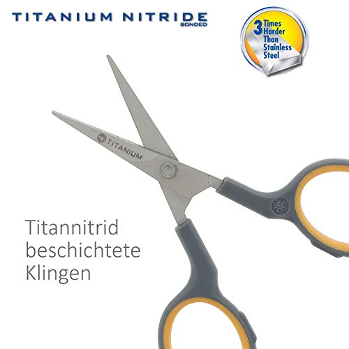 Westcott E-30444 00 Titanium Super Softgrip Silhouettenschere, 10 cm, gebogen, grau-gelb