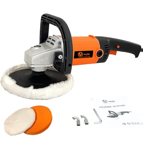 Image of VOLTZ VZ-CP1600 Electric Hand Polisher 1600W Car Polisher, 6 Variable Speed Car Buffer 600-3000RPM,D Shape Handle Home Appliance, Furniture, Car & Boat Detailing (2Pcs Sponge & 1Pcs Woolen Pad)