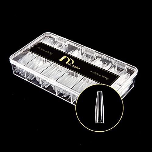 Bravo Star Michelle 500Pcs XXL Coffin Extra Long False Nails Tips Half Cover Fake nails 12 Sizes with Box Ultra Clear (XXL Coffin)