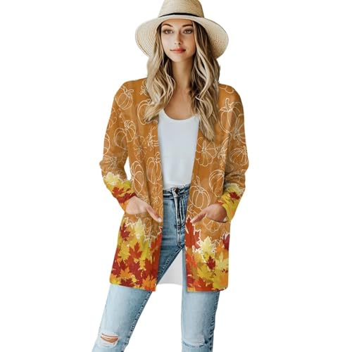 Image of Biyejit Women's Long Sleeve Open Front Cardigan Casual Loose Lightweight Cardigans with Pockets Drape Cardigan
