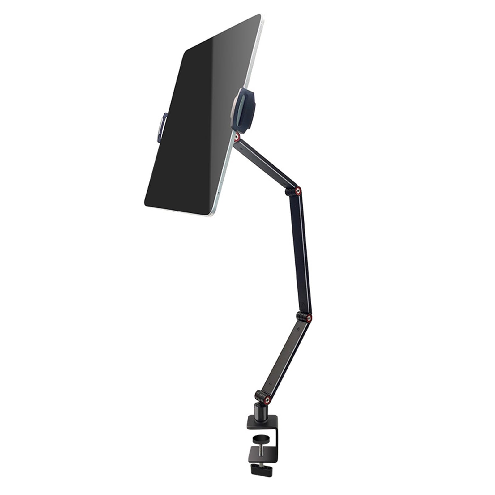 Przenośny metalowy stojak na tablet |Regulowane długie ramię do biurka/łóżka/domu |Clip - stojak na telefon dla wielu urządzeń |Solidny i przestronny – oszczędność