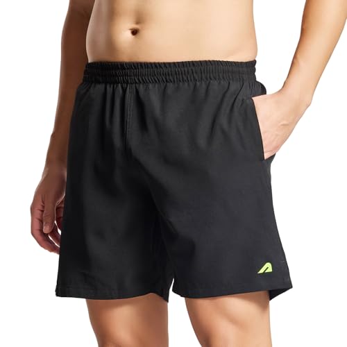 Image of Boldfit Swimming Shorts for Men Stretchable Fit Swimming Trunks, Adjustable Quick-Drying Swim Shorts, Breathable Swimwear - Black(S)