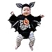 Fossen Kids Disfraz Halloween Niña Niño Bebe de Murciélago Manga Mameluco, Tops con Sombrero de Oreja - Otoño Invierno Moños Recien Nacido Lindo 3 Meses a 3 Años (3-6 Meses, Calabaza#02)