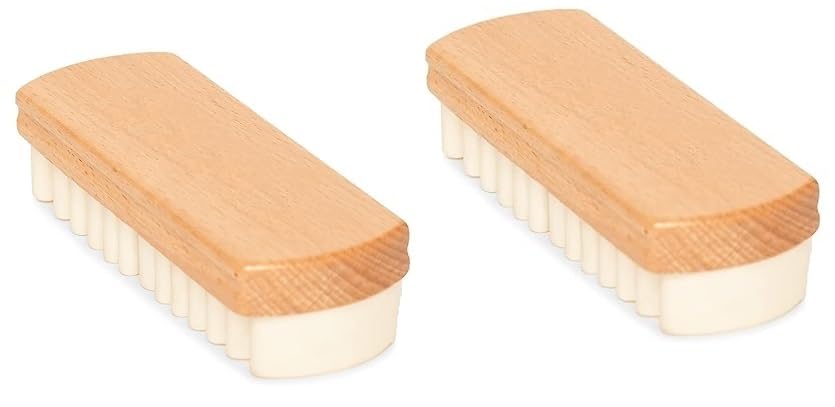 Hebezon Suede Brush Shoe Cleaning Brush | Dry-Brushing for Dust Removal | Magic Silicone Brush Wood Brush for Cleaning Suede/Nubuck/Leather Material of Shoes Bags and Clothes (Pack of 2).
