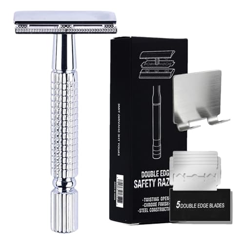 Mastros De Seguridad | Navajas De Afeitar Para Hombres | Recortadora De Barba Doble Filo | Rastrillos Con 5 Recargas | Afeitado Y Preciso Para Uso Diario En Rostro Y Cuello