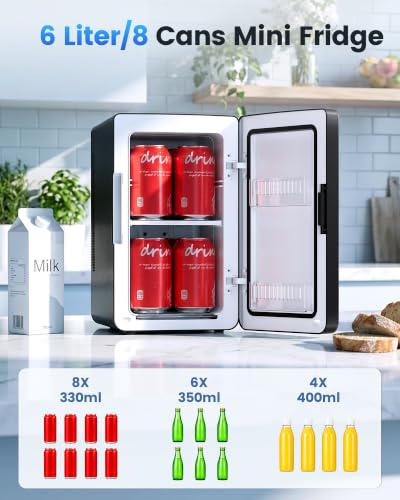 Image of Electactic Mini Fridge, 6L /8Can Portable Small Refrigerator for Bedroom