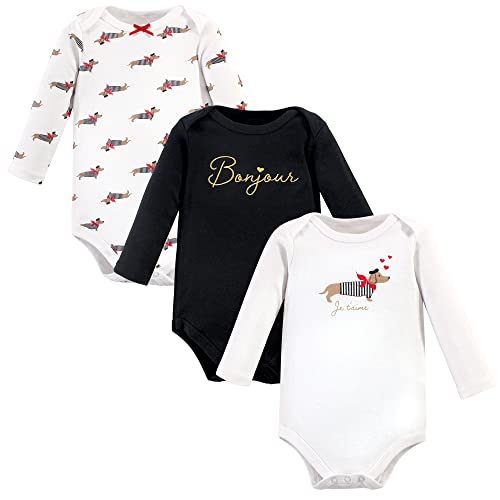 Image of Hudson Baby baby-girls Cotton Long-sleeve Bodysuits 3-pack