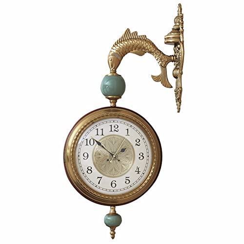 GUIXAN Reloj de Pared, Estilo Retro Europeo, Doble Cara, rotación de 360°, Movimiento de Cuarzo Creativo, silencioso, para Sala de Estar, Dormitorio, decoración de Pared.