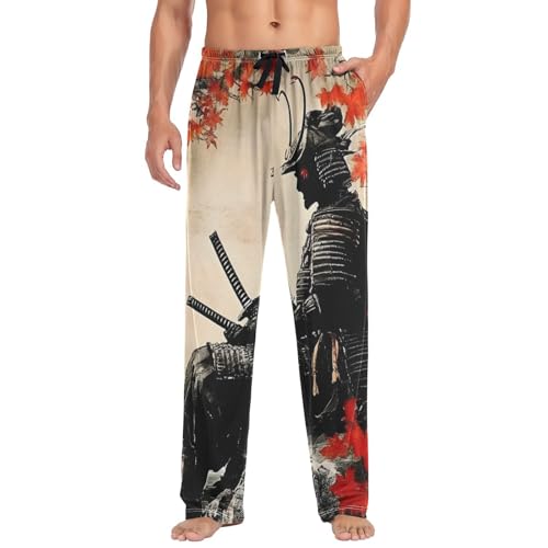 Pajama Pants Japanese Landscape Samurai for Men Men's Separate Bottoms, Lounge Pants with Pockets S3