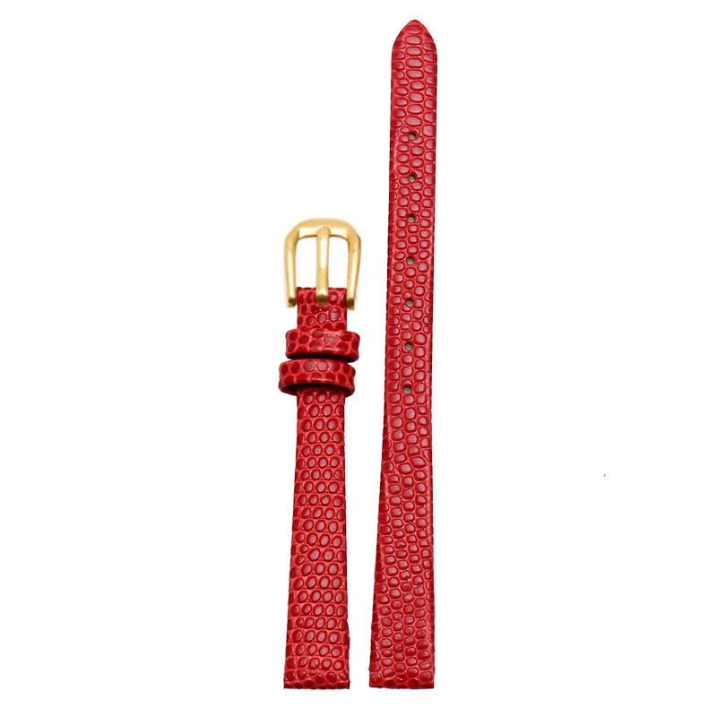 Bracelet de montre en cuir véritable femme 8mm 10mm boucle or rouge