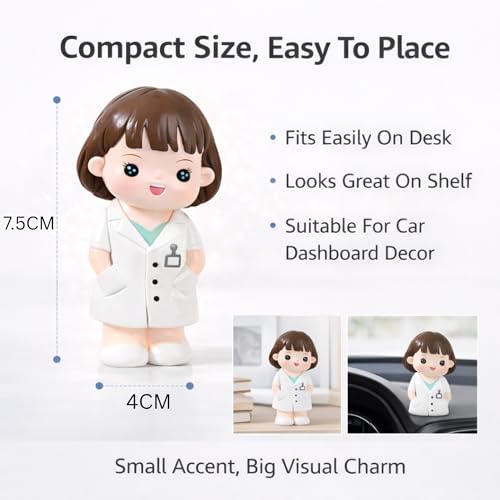 Image of YOURKARTS.COM Small PVC Female Doctor Figurine - Cute Medical Desk Decor, Mini Doctor Statue for Office, Home Decor & Car Dashboard Decoration